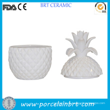 Weißes Keramik Einzigartiges geformtes Ananasglas für Kerze